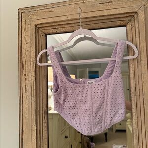 Princess Polly Lilac Eyelet Top